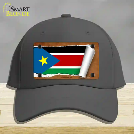 South Sudan Flag Scroll Novelty License Plate Hat Cotton / Charcoal