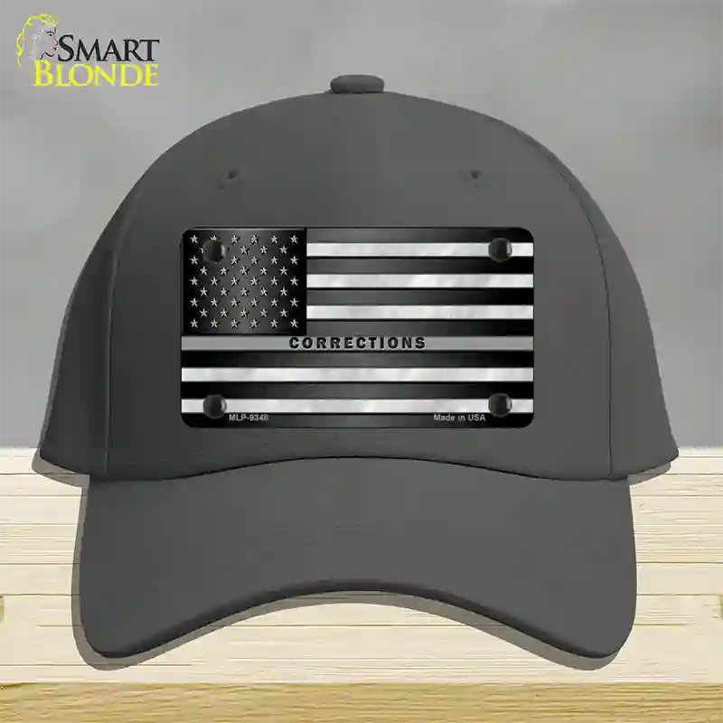 American Flag Corrections Novelty License Plate Hat Cotton / Charcoal