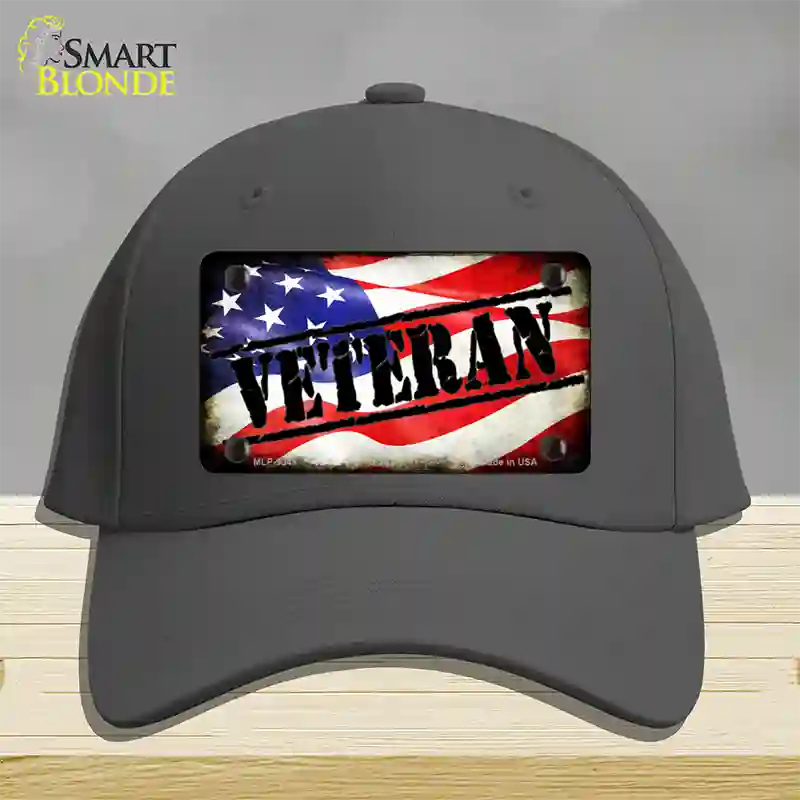 Veteran American Flag Novelty License Plate Hat Cotton / Charcoal