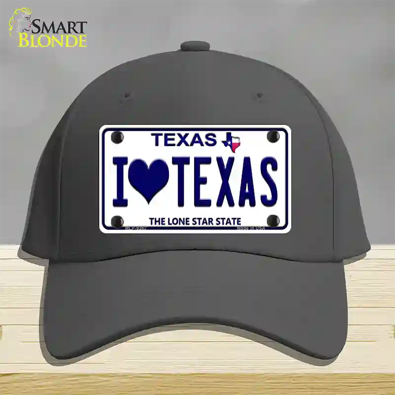 I Love Texas Novelty License Plate Hat Cotton / Charcoal