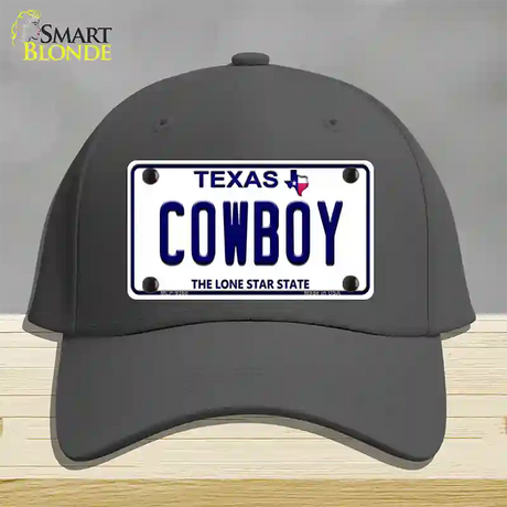 Cowboy Texas White Novelty License Plate Hat Cotton / Charcoal