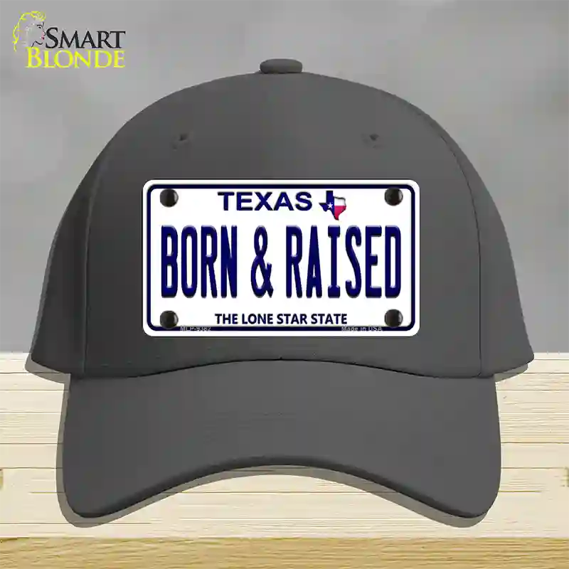 Born and Raised Texas Novelty License Plate Hat Cotton / Charcoal