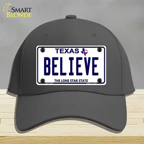 Believe Texas Novelty License Plate Hat Cotton / Charcoal