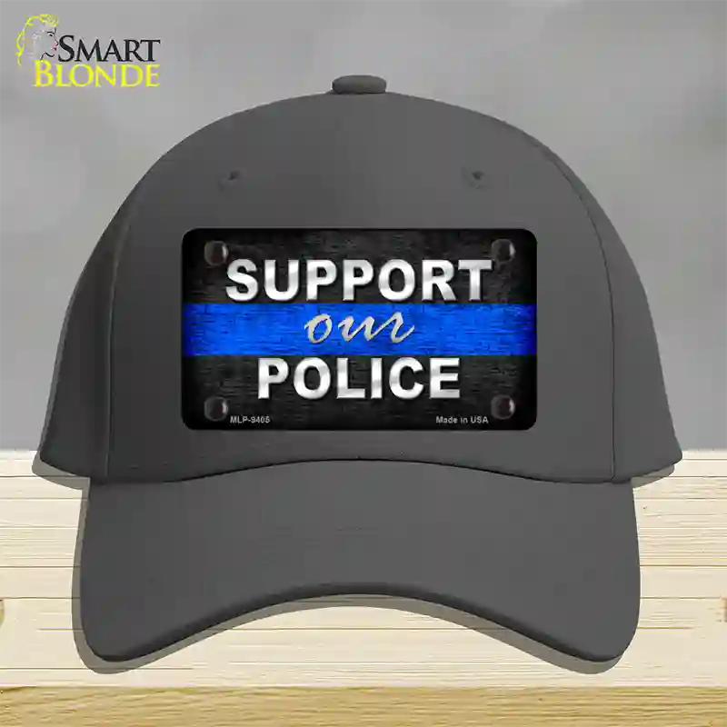 Support Our Police Novelty License Plate Hat Cotton / Charcoal