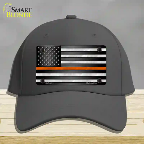 American Flag Thin Orange Line Novelty License Plate Hat Cotton / Charcoal