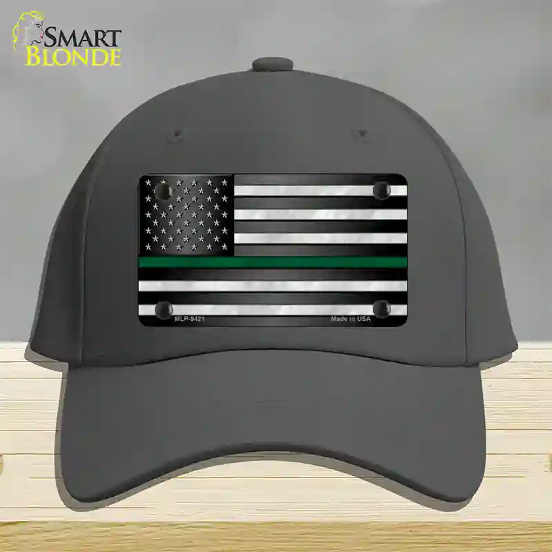 American Flag Thin Green Line Novelty License Plate Hat Cotton / Charcoal