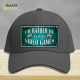 Rather Play Video Games Novelty License Plate Hat Cotton / Charcoal