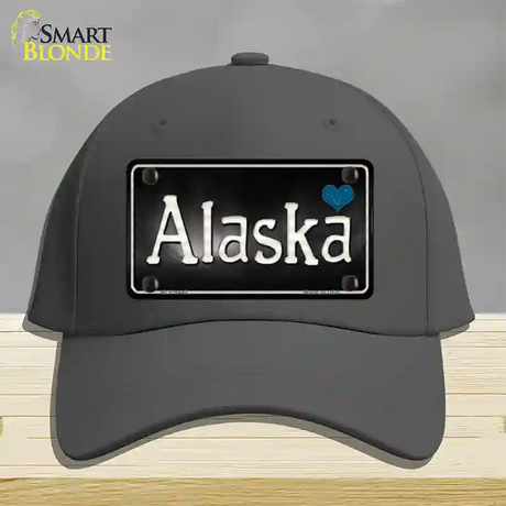 Alaska Flag Script Novelty License Plate Hat Cotton / Charcoal