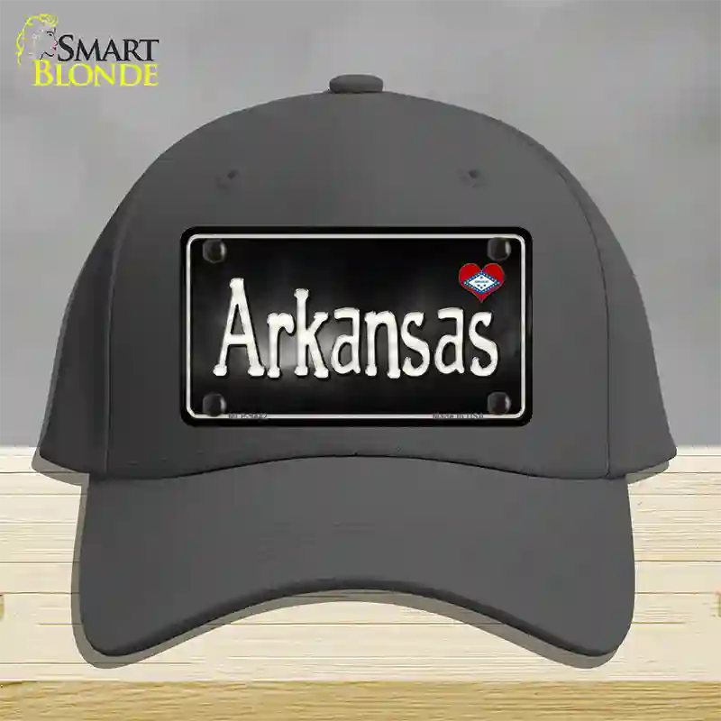 Arkansas Flag Script Novelty License Plate Hat Cotton / Charcoal