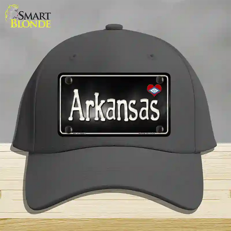 Arkansas Flag Script Novelty License Plate Hat Cotton / Charcoal