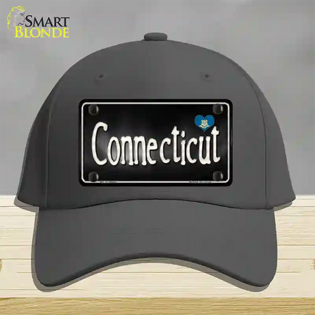 Connecticut Flag Script Novelty License Plate Hat Cotton / Charcoal