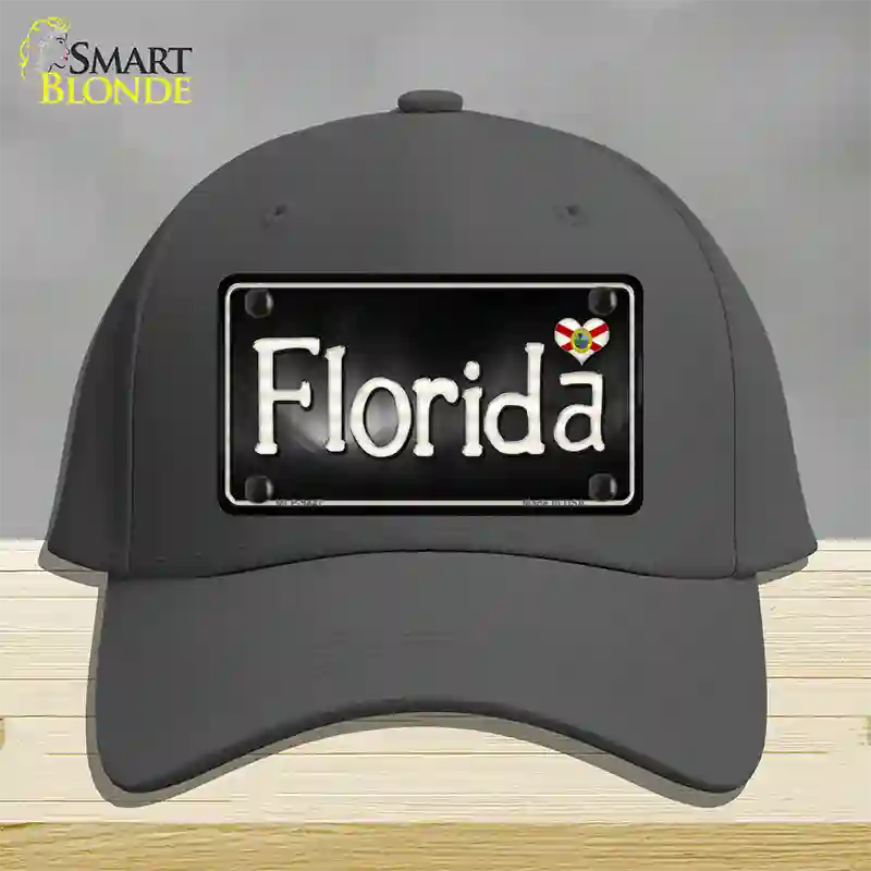 Florida Flag Script Novelty License Plate Hat Cotton / Charcoal