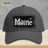 Maine Flag Script Novelty License Plate Hat Cotton / Charcoal