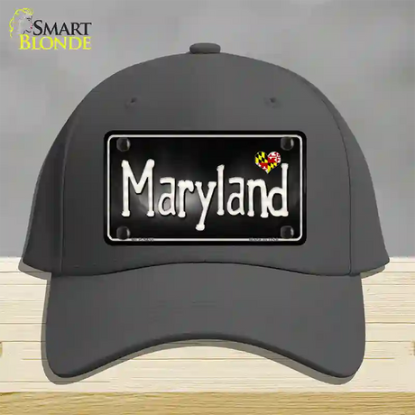 Maryland Flag Script Novelty License Plate Hat Cotton / Charcoal