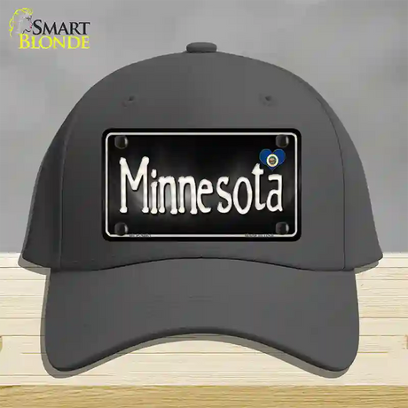 Minnesota Flag Script Novelty License Plate Hat Cotton / Charcoal