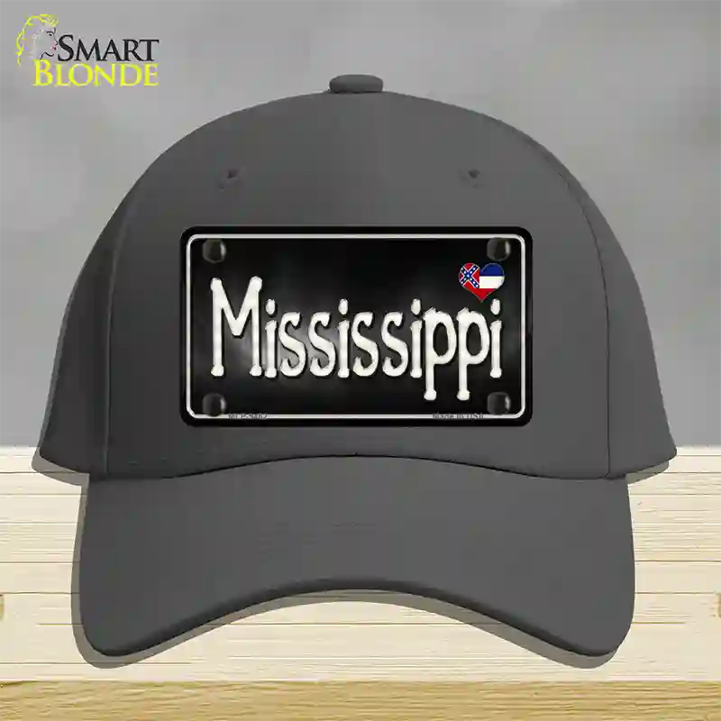 Mississippi Flag Script Novelty License Plate Hat Cotton / Charcoal