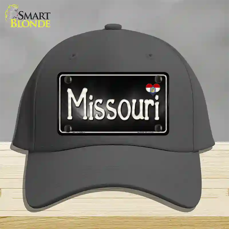 Missouri Flag Script Novelty License Plate Hat Cotton / Charcoal