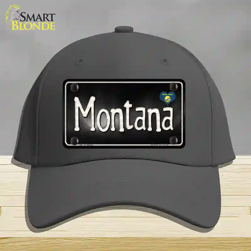 Montana Flag Script Novelty License Plate Hat Cotton / Charcoal