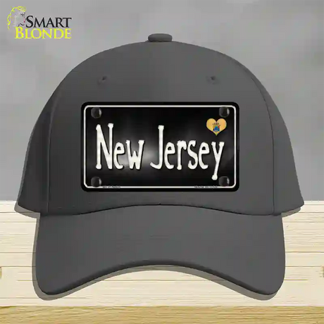 New Jersey Flag Script Novelty License Plate Hat Cotton / Charcoal