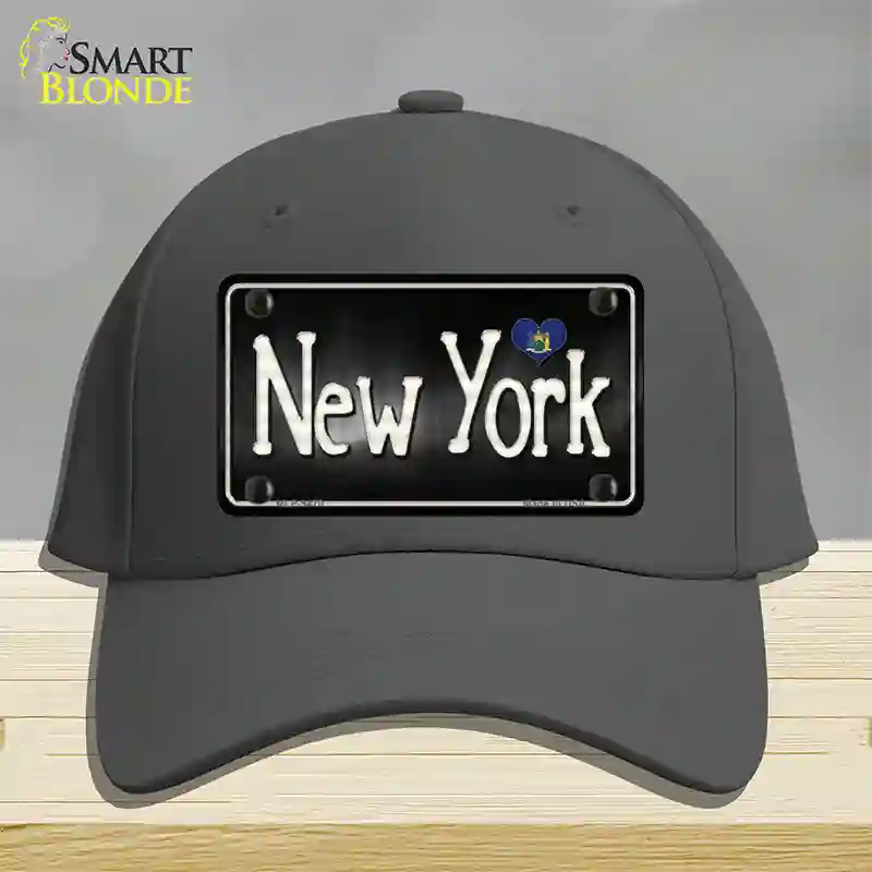 New York Flag Script Novelty License Plate Hat Cotton / Charcoal