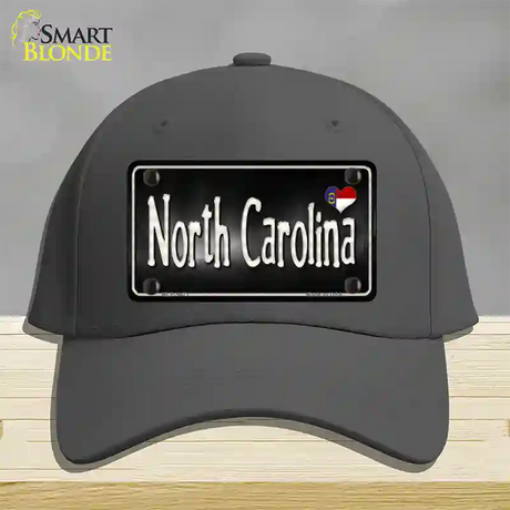 North Carolina Flag Script Novelty License Plate Hat Cotton / Charcoal