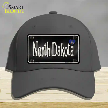 North Dakota Flag Script Novelty License Plate Hat Cotton / Charcoal