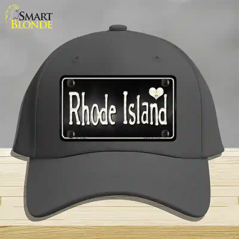 Rhode Island Flag Script Novelty License Plate Hat Cotton / Charcoal