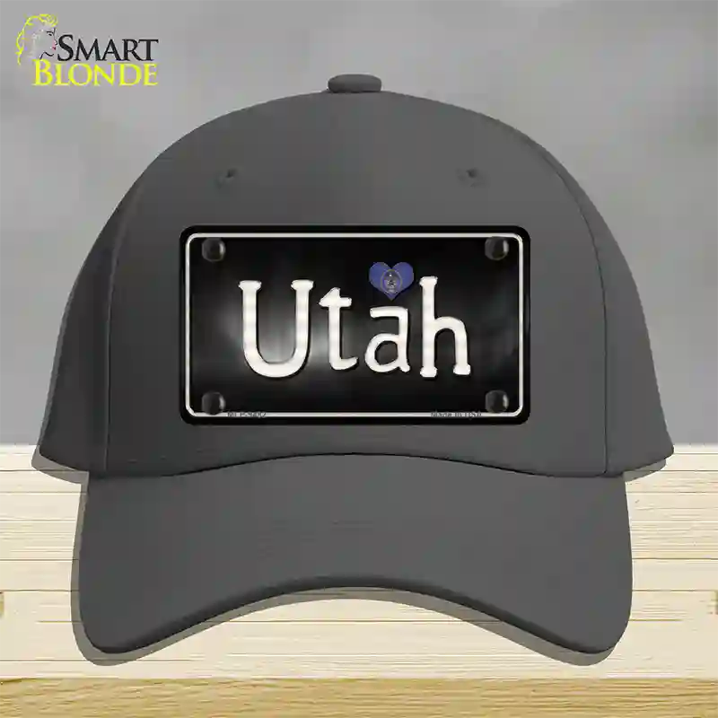 Utah Flag Script Novelty License Plate Hat Cotton / Charcoal