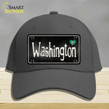 Washington Flag Script Novelty License Plate Hat Cotton / Charcoal