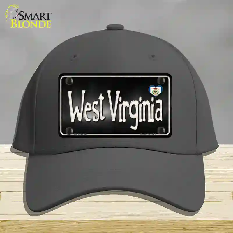 West Virginia Flag Script Novelty License Plate Hat Cotton / Charcoal