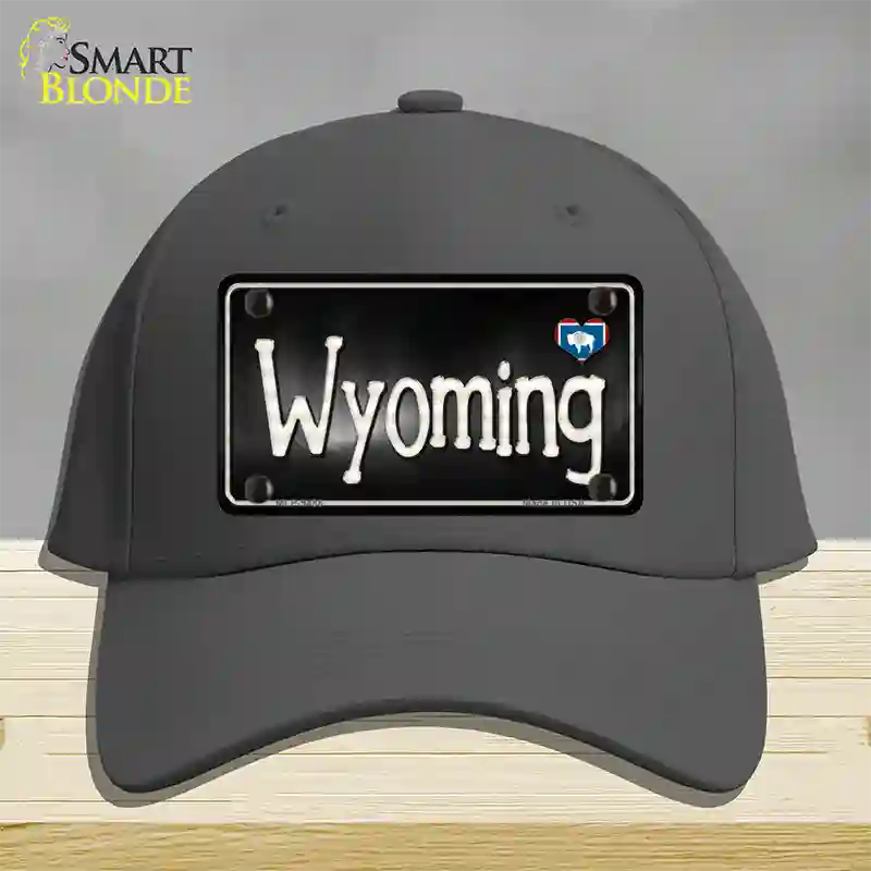 Wyoming Flag Script Novelty License Plate Hat Cotton / Charcoal