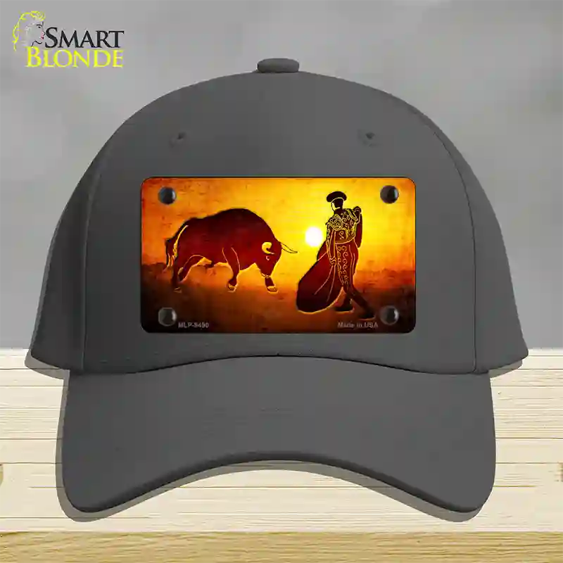 Bullfight With Sun Novelty License Plate Hat Cotton / Charcoal