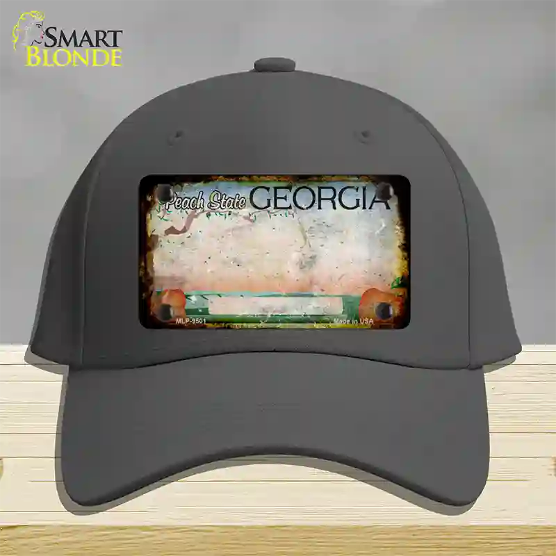 Georgia Peach Rusty Blank Novelty License Plate Hat Cotton / Charcoal