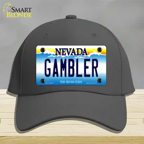 Gambler Nevada Novelty License Plate Hat Cotton / Charcoal