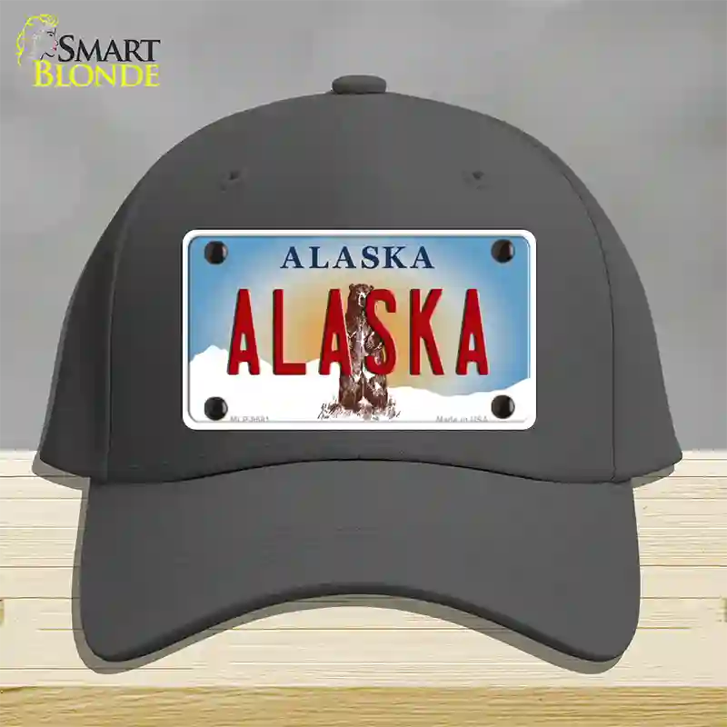 Alaska State Novelty License Plate Hat Cotton / Charcoal