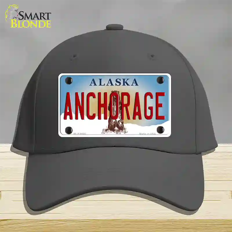 Anchorage Alaska State Novelty License Plate Hat Cotton / Charcoal