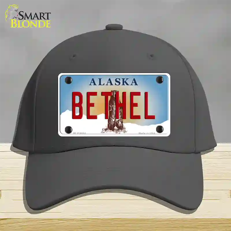 Bethel Alaska State Novelty License Plate Hat Cotton / Charcoal