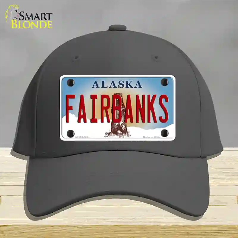 Fairbanks Alaska State Novelty License Plate Hat Cotton / Charcoal