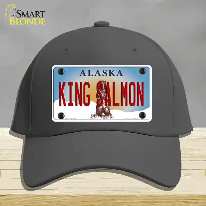 King Salmon Alaska State Novelty License Plate Hat Cotton / Charcoal