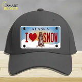 I Love Snow Alaska State Novelty License Plate Hat Cotton / Charcoal