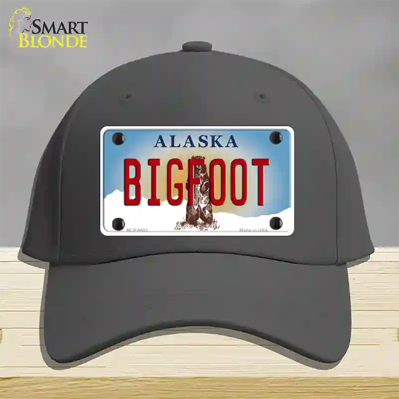 Bigfoot Alaska State Novelty License Plate Hat Cotton / Charcoal