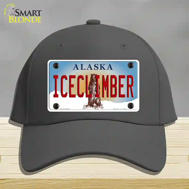 Ice Climber Alaska State Novelty License Plate Hat Cotton / Charcoal