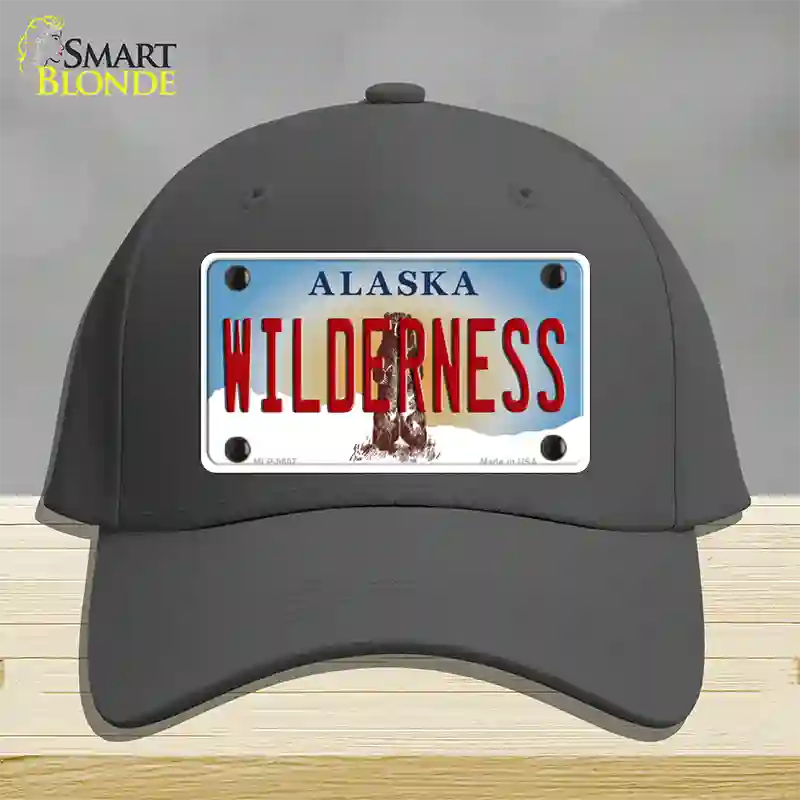 Wilderness Alaska State Novelty License Plate Hat Cotton / Charcoal