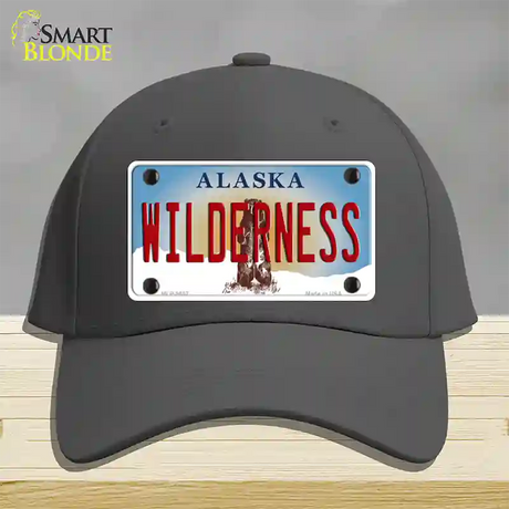 Wilderness Alaska State Novelty License Plate Hat Cotton / Charcoal