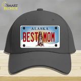 Best Mom Alaska State Novelty License Plate Hat Cotton / Charcoal