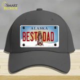 Best Dad Alaska State Novelty License Plate Hat Cotton / Charcoal