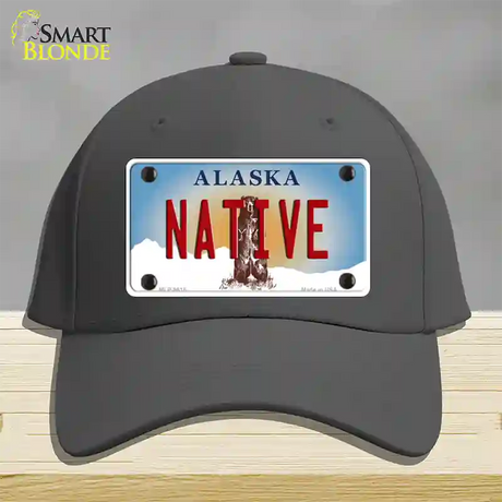 Native Alaska State Novelty License Plate Hat Cotton / Charcoal