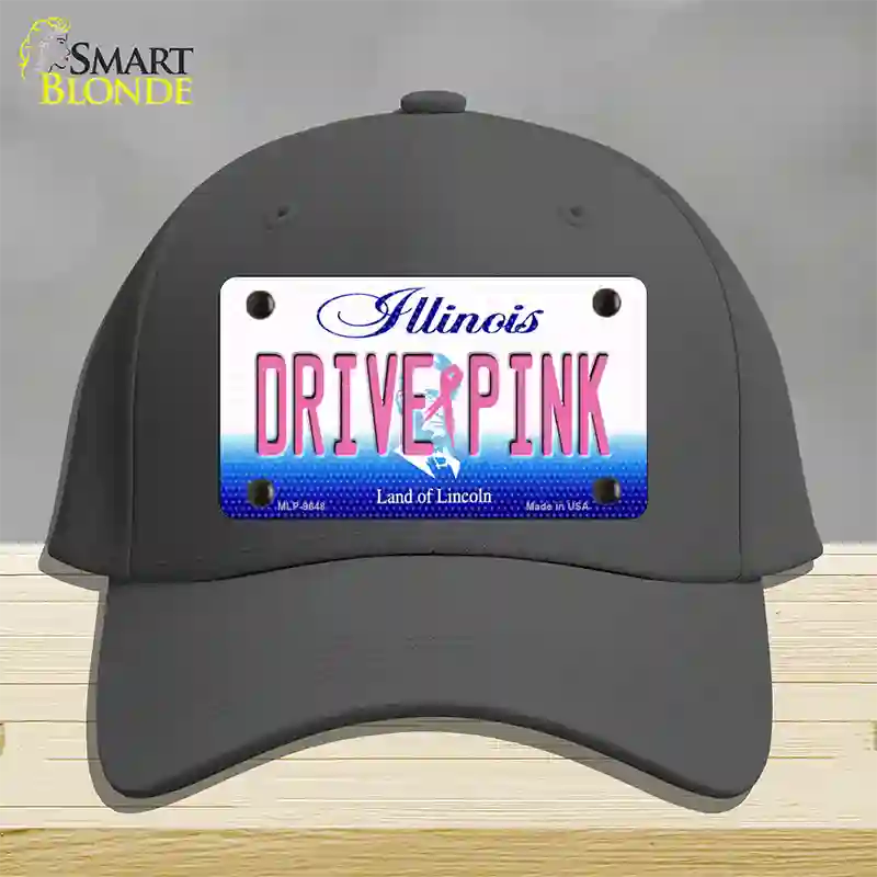 Drive Pink Illinois Novelty License Plate Hat Cotton / Charcoal