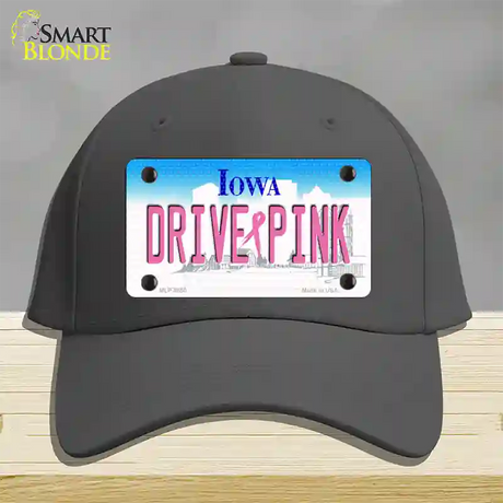 Drive Pink Iowa Novelty License Plate Hat Cotton / Charcoal