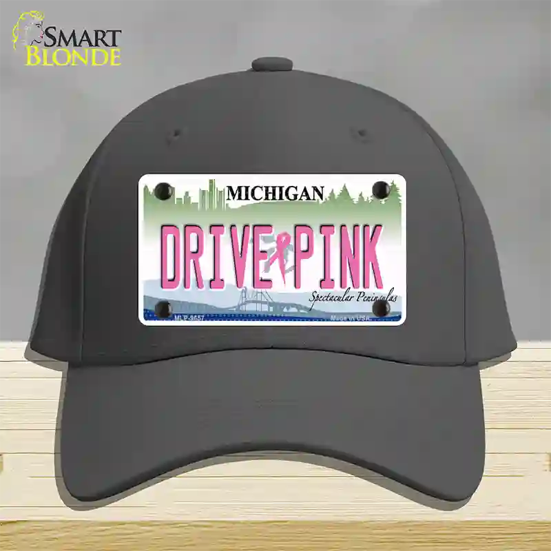 Drive Pink Michigan Novelty License Plate Hat Cotton / Charcoal